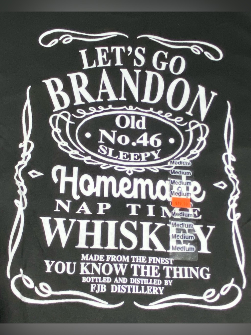 Let’s Go Brandon Men’s Black Medium T-shirt Nap Time Whiskey